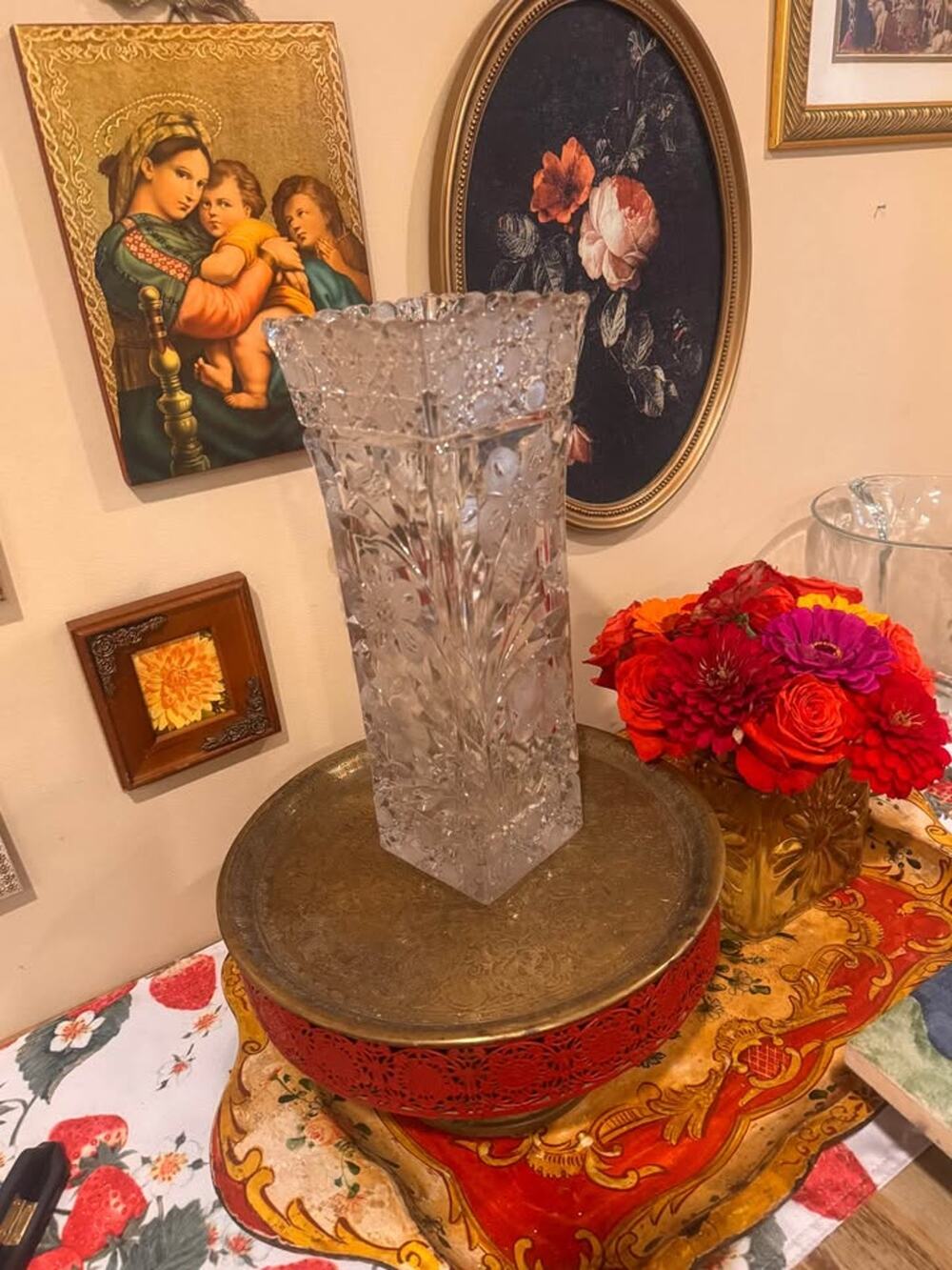 Antique McKee Glass Innovation #410 Square Cut & Pressed Floral Vase – c. 1918